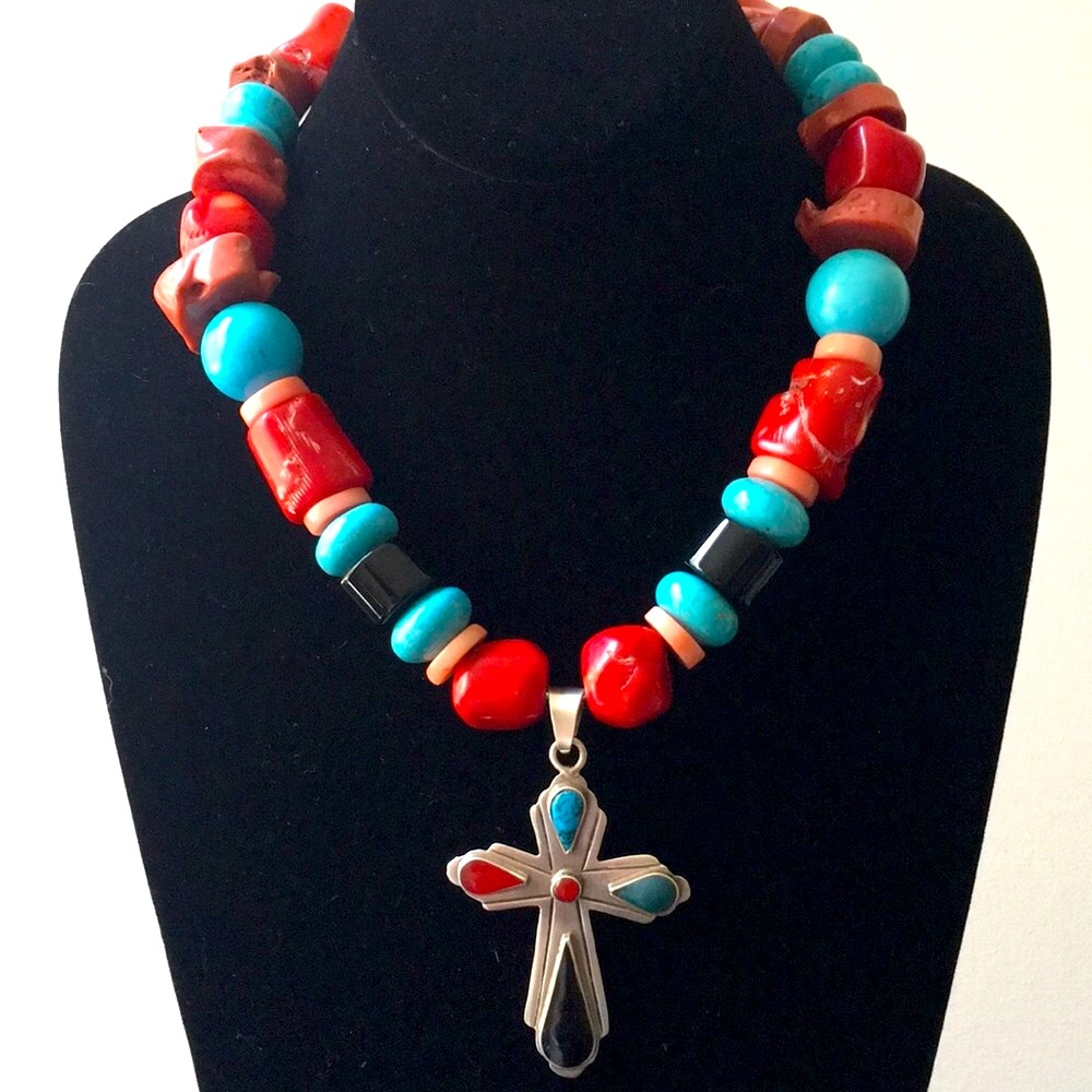 Turquoise and Coral Necklace